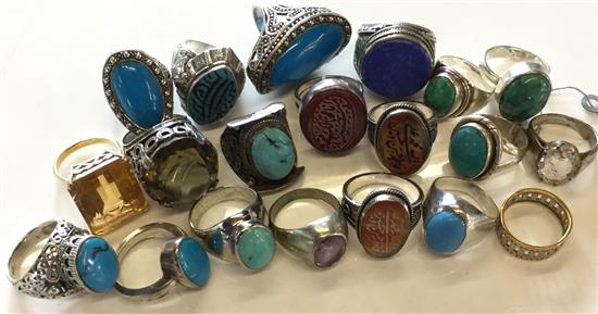 Collection of silver gem set & other rings